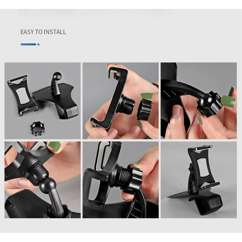3 in 1 Car GPS Smartphone Holder: Dashboard / Visor Clamp   AC Grid Clip for Evolve RG200 Gladiator - Black