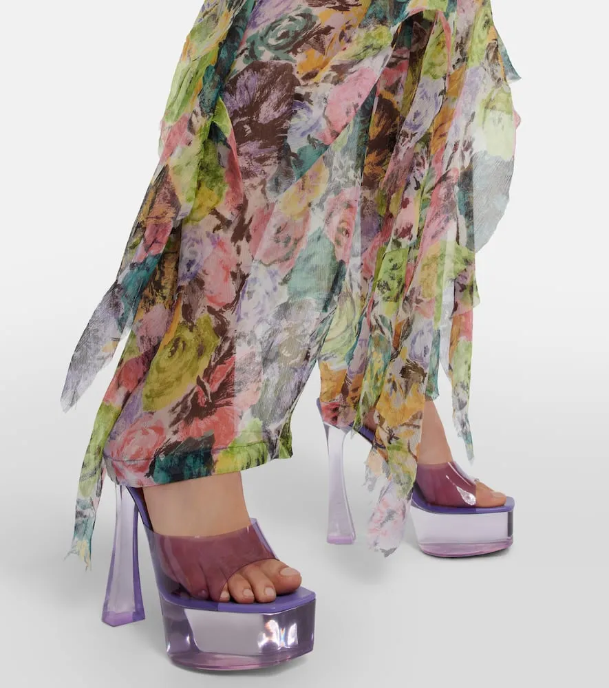 Amina Muaddi Dalida Glass PVC platform mules