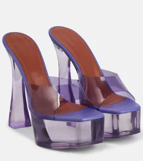 Amina Muaddi Dalida Glass PVC platform mules