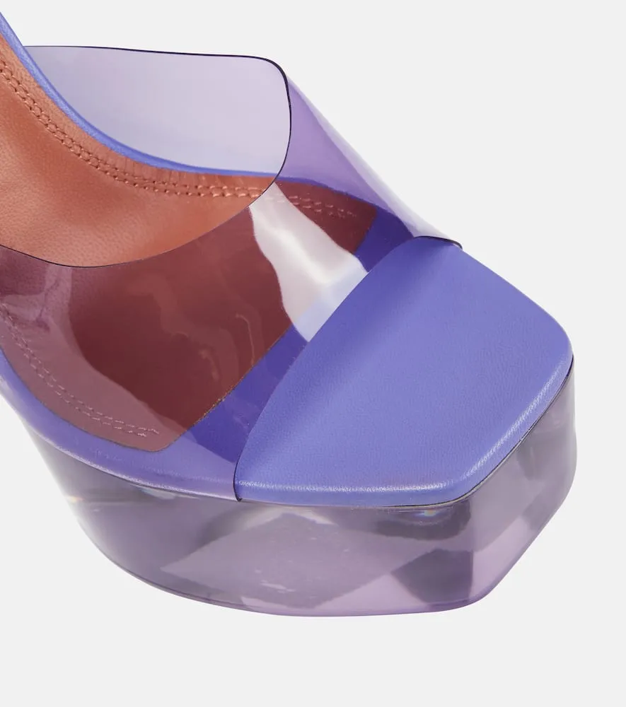 Amina Muaddi Dalida Glass PVC platform mules