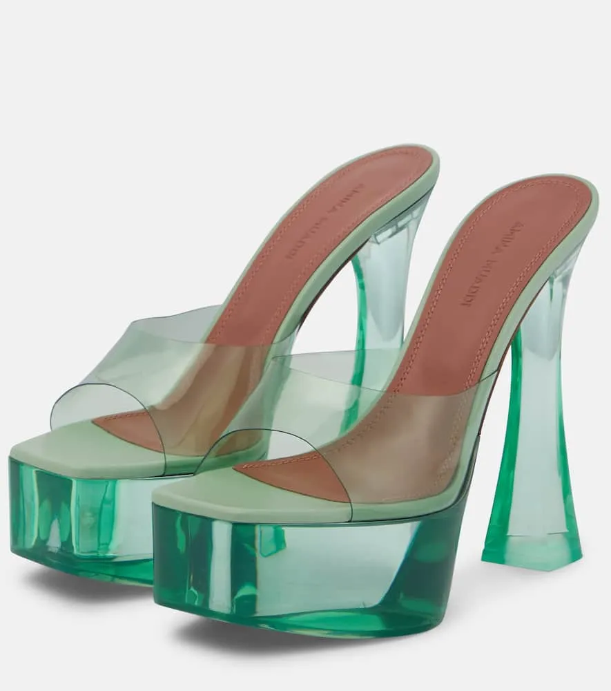 Amina Muaddi Dalida PVC platform mules