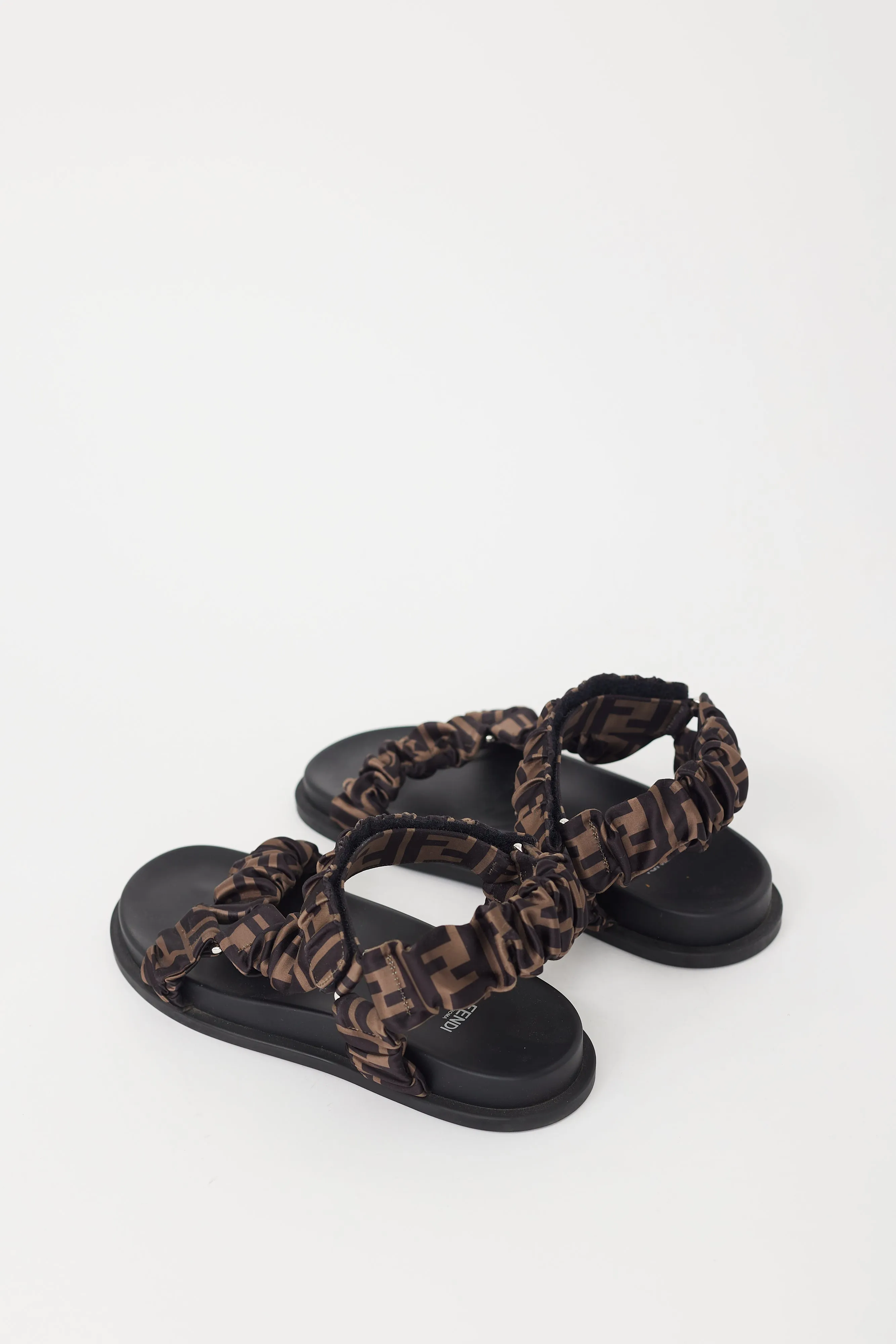 Black & Brown Satin Zucca Monogram Feel Sandal