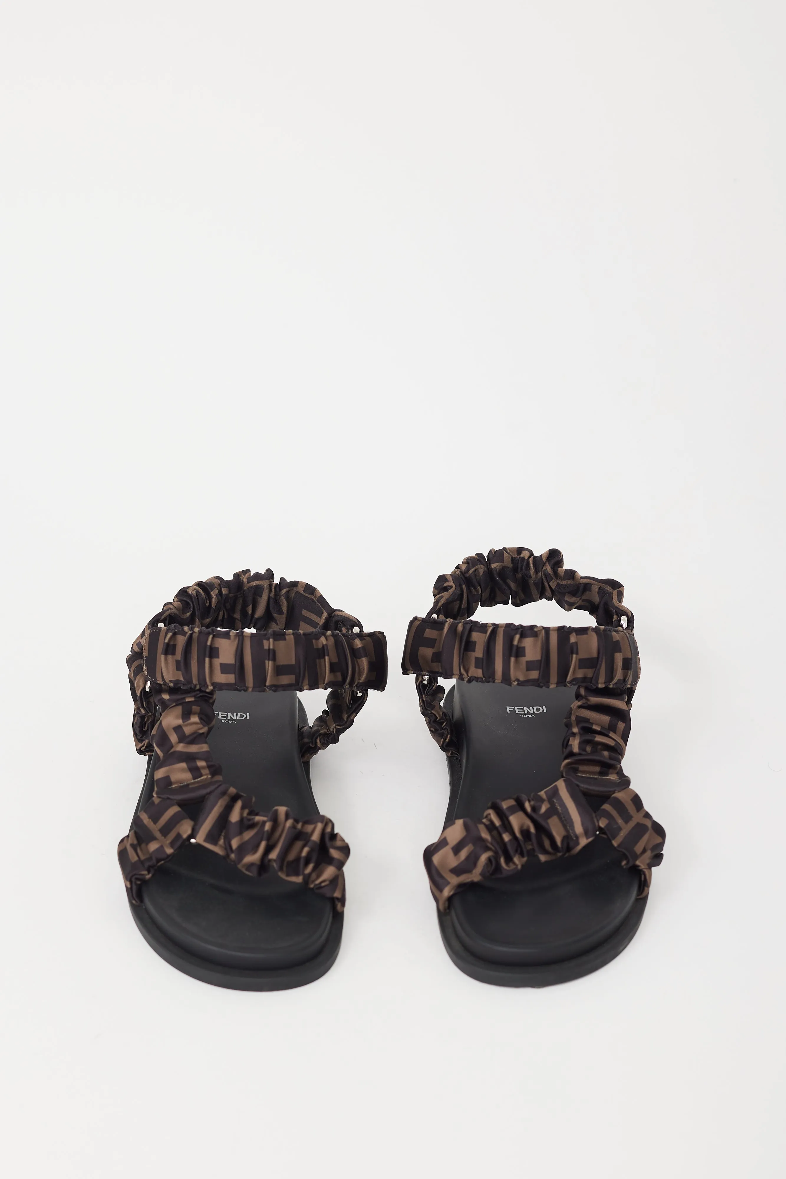 Black & Brown Satin Zucca Monogram Feel Sandal