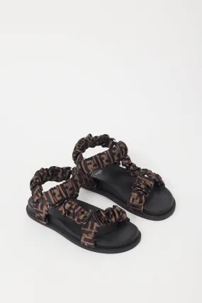 Black & Brown Satin Zucca Monogram Feel Sandal