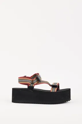 Black & Multicolour Icon Stripe Platform Sandal