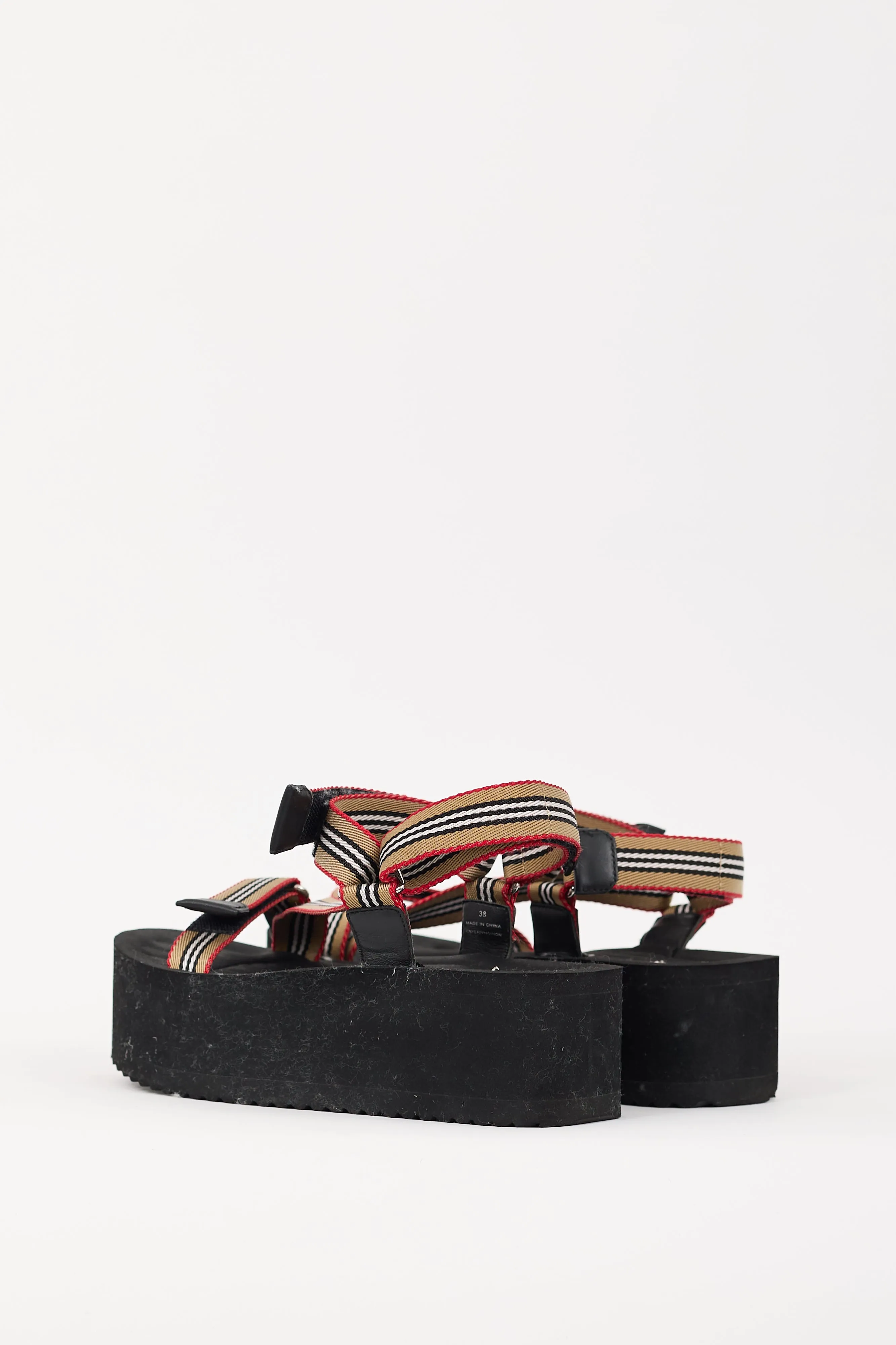 Black & Multicolour Icon Stripe Platform Sandal