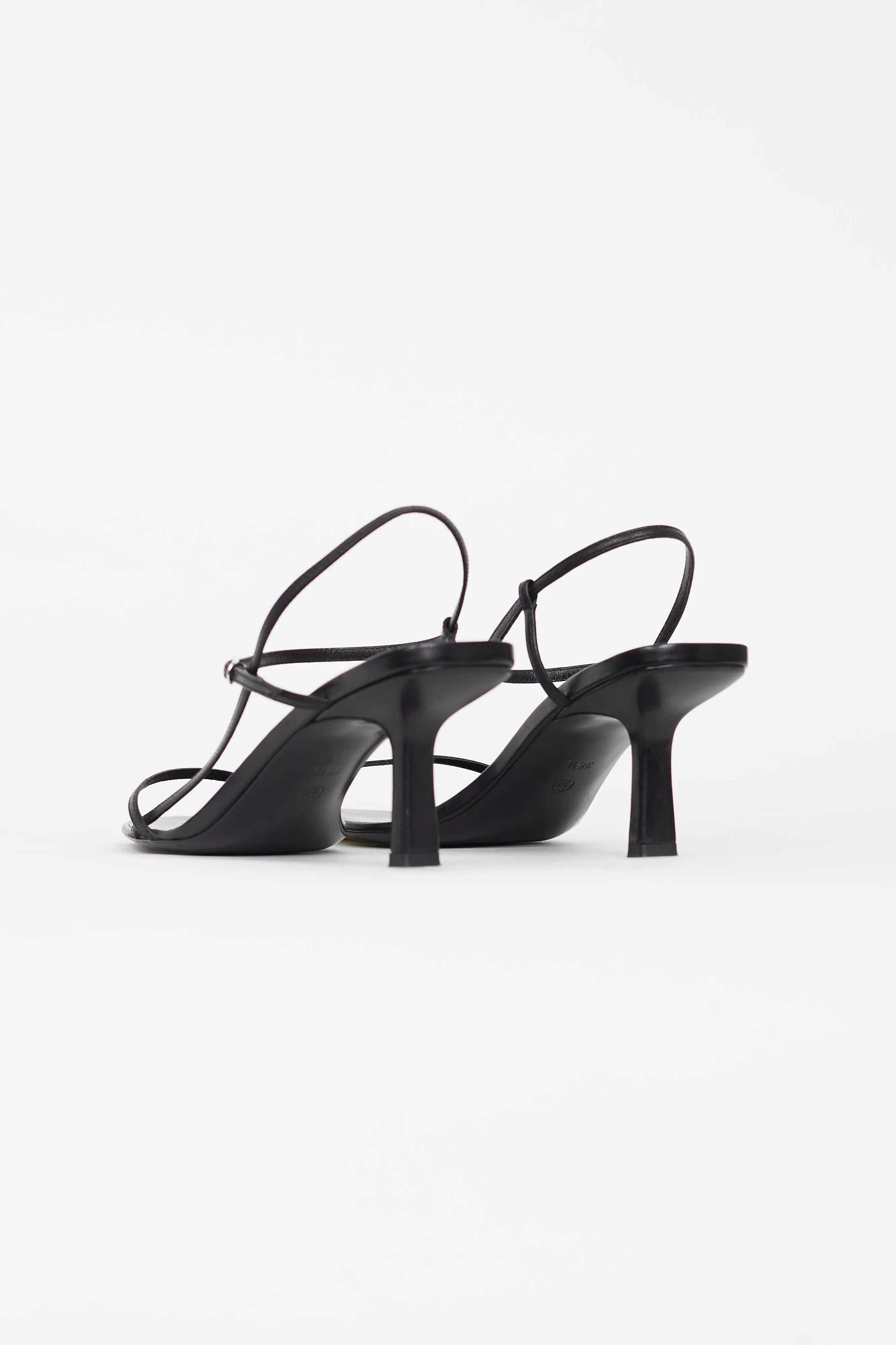 Black Leather Bare Heeled Sandal