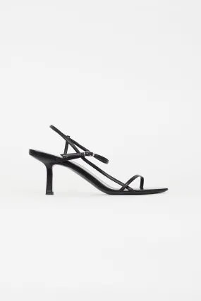 Black Leather Bare Heeled Sandal