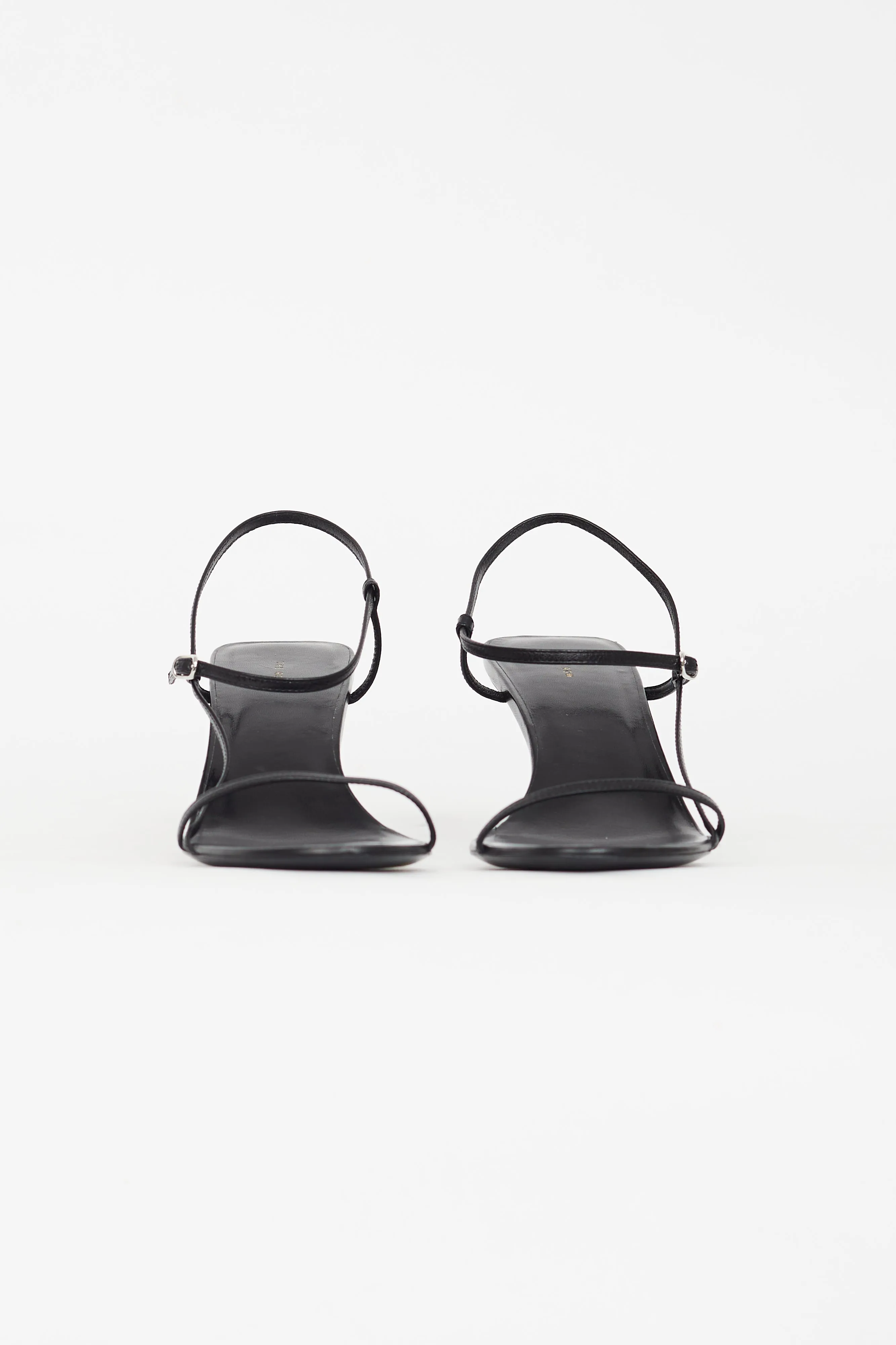 Black Leather Bare Heeled Sandal