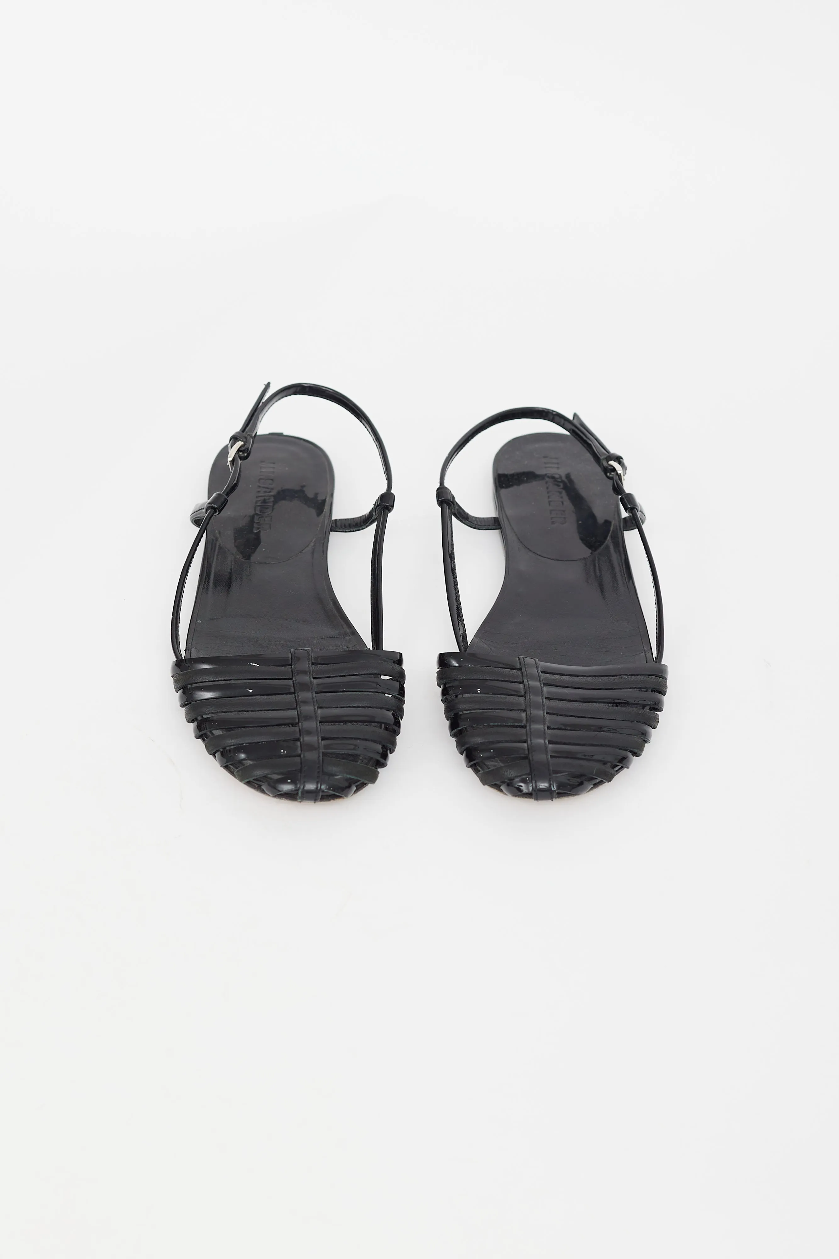 Black Leather Caged Sandal