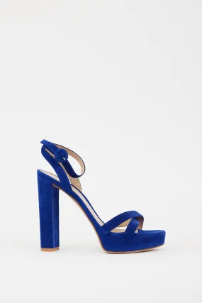 Blue Suede Poppy Platform Sandal
