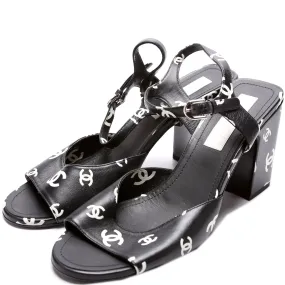 Chanel CC Printed Lambskin Platform Sandals Size 41