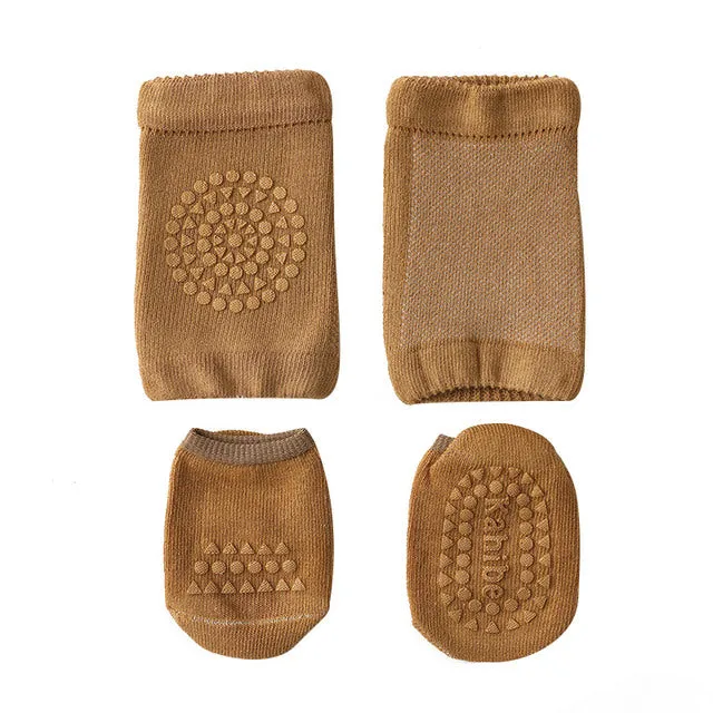 Crawl-Protect Anti-Slip Baby Knee Pad & Socks Set