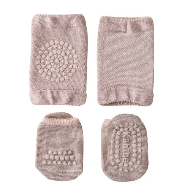 Crawl-Protect Anti-Slip Baby Knee Pad & Socks Set