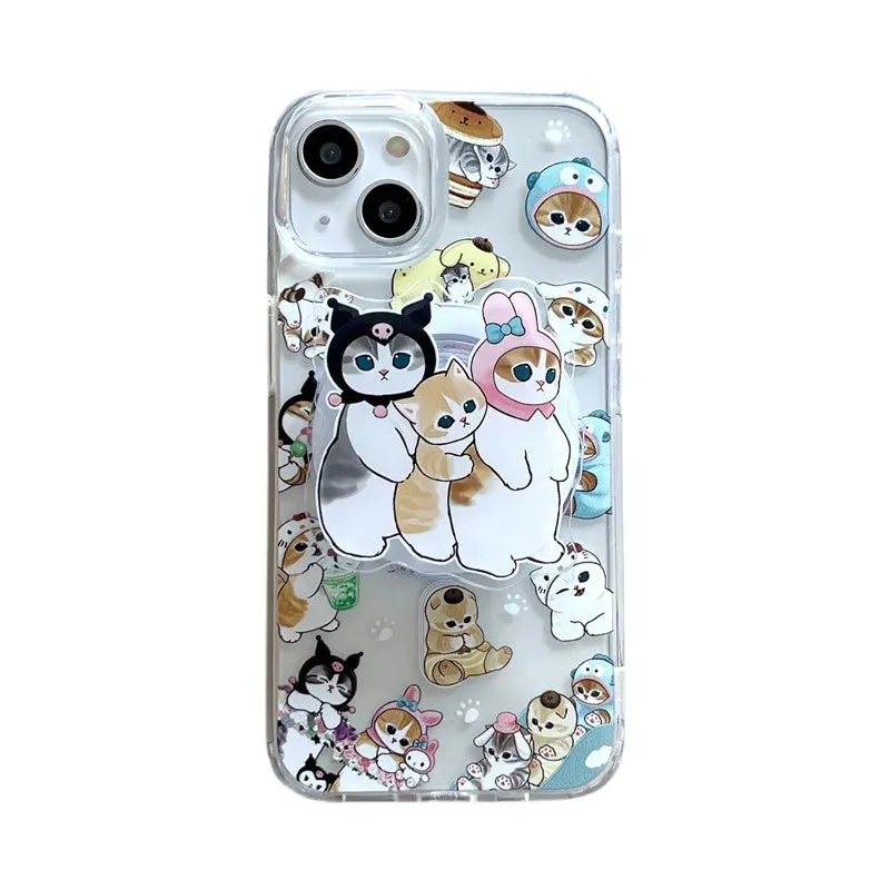 Cute Fun Mofusand Sanrio Character Cat Wireless Charging MagSafe Holder Phone Case Cover for iPhone
