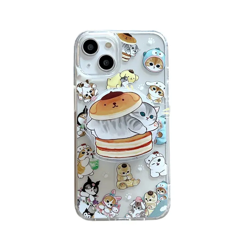 Cute Fun Mofusand Sanrio Character Cat Wireless Charging MagSafe Holder Phone Case Cover for iPhone