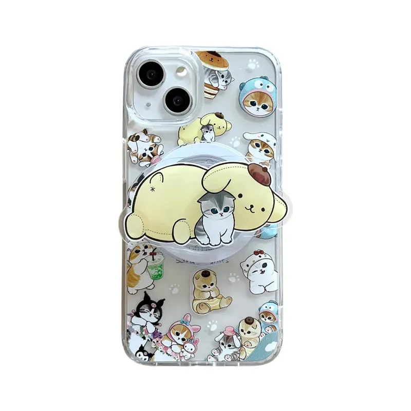 Cute Fun Mofusand Sanrio Character Cat Wireless Charging MagSafe Holder Phone Case Cover for iPhone