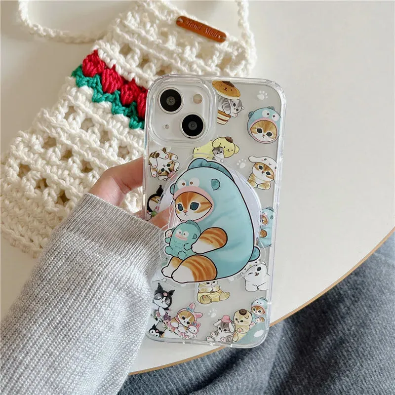 Cute Fun Mofusand Sanrio Character Cat Wireless Charging MagSafe Holder Phone Case Cover for iPhone