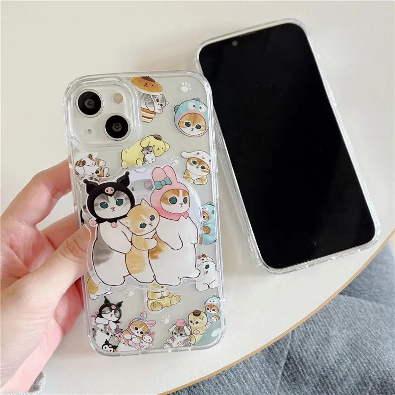Cute Fun Mofusand Sanrio Character Cat Wireless Charging MagSafe Holder Phone Case Cover for iPhone