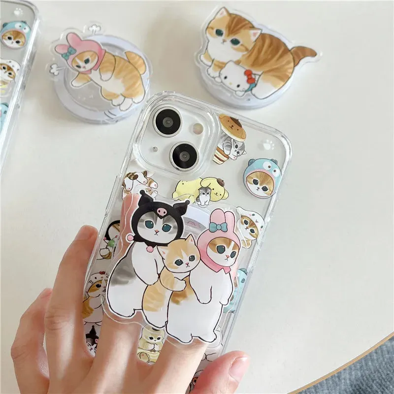 Cute Fun Mofusand Sanrio Character Cat Wireless Charging MagSafe Holder Phone Case Cover for iPhone