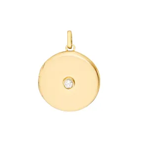 Diamond Round Locket Pendant - 14K Yellow Gold (1/10tcw) - by Dazyle