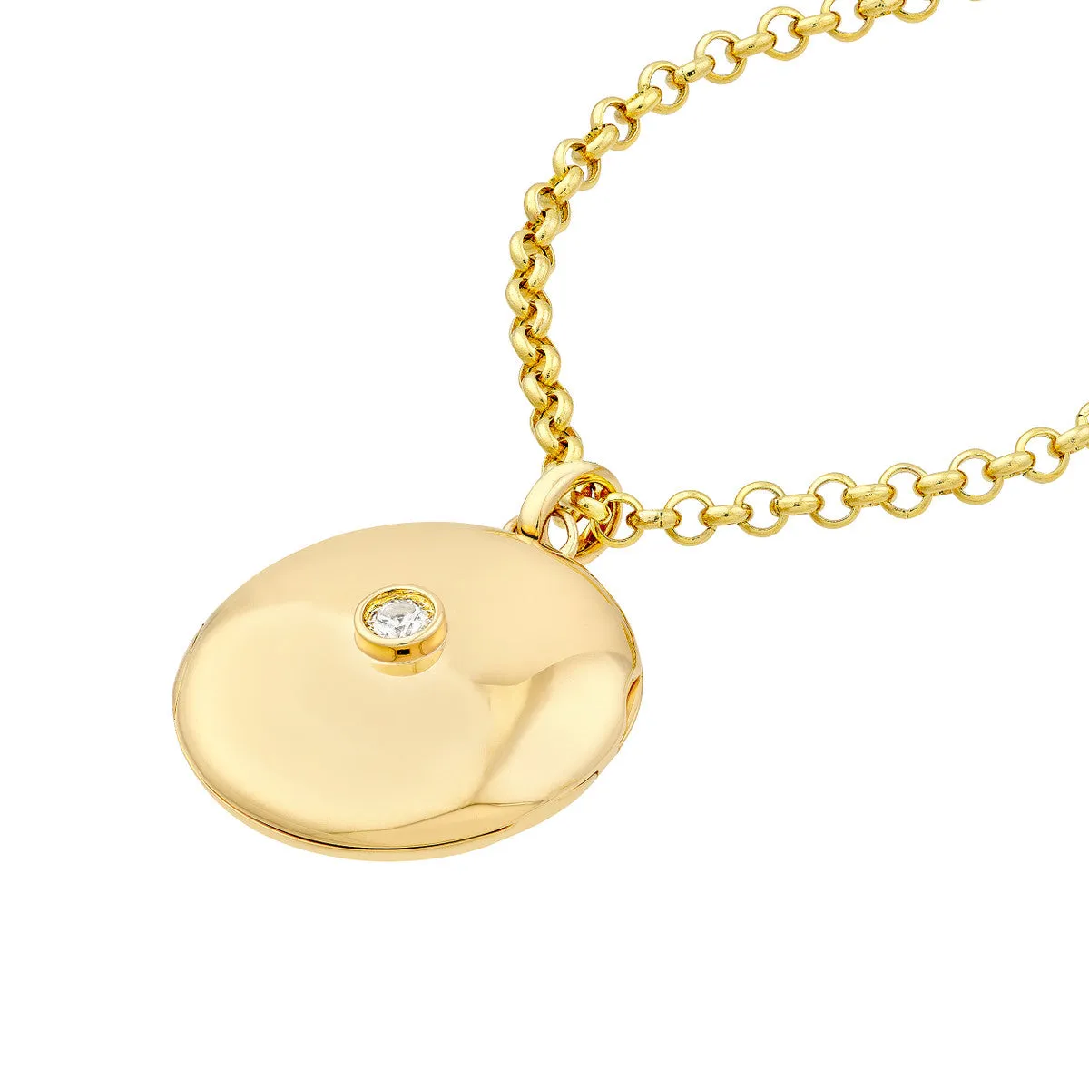 Diamond Round Locket Pendant - 14K Yellow Gold (1/10tcw) - by Dazyle