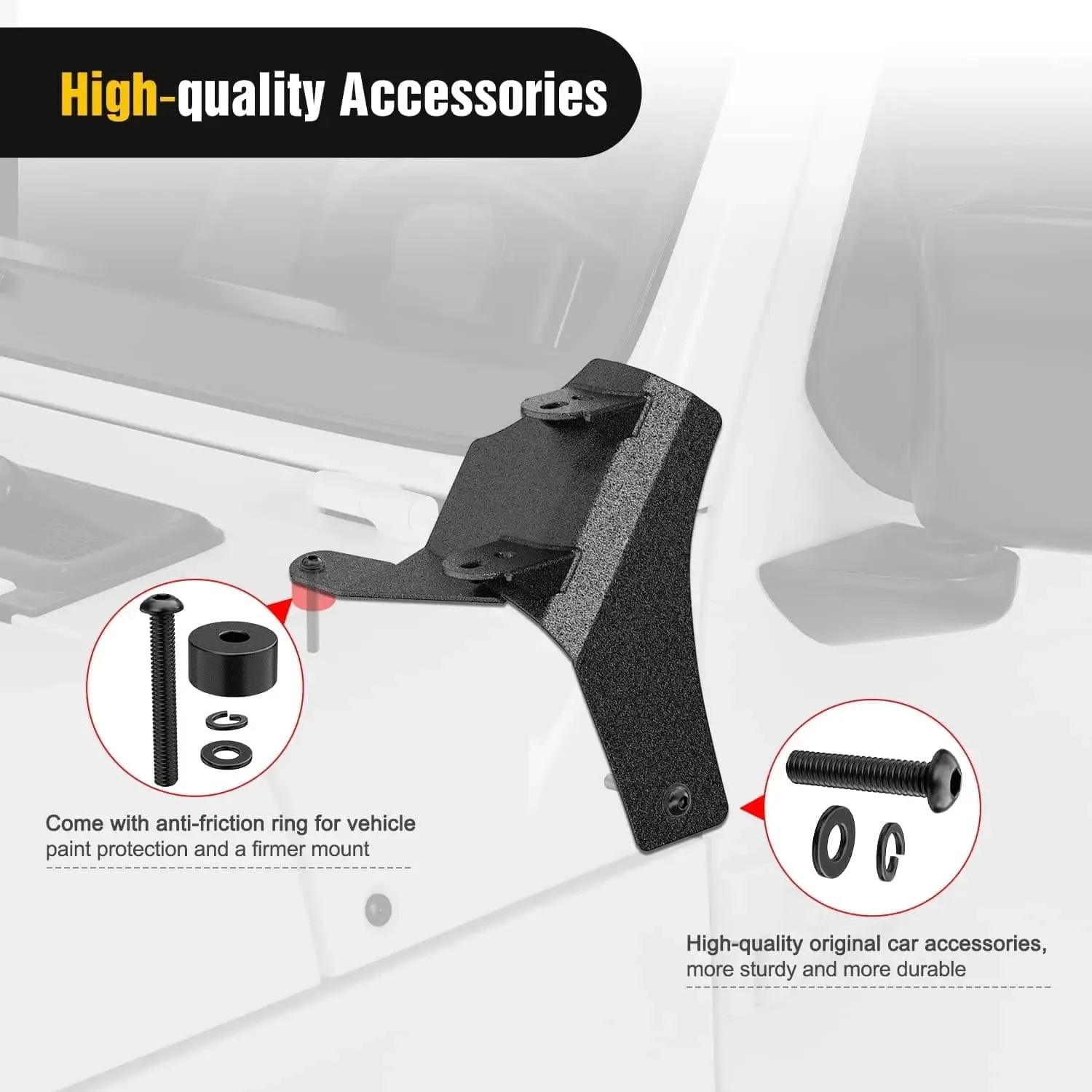 Dual A-Pillar Windshield Hinge Mounts For 2018-2024 Jeep Wrangler JL 2020-2024 Gladiator JT