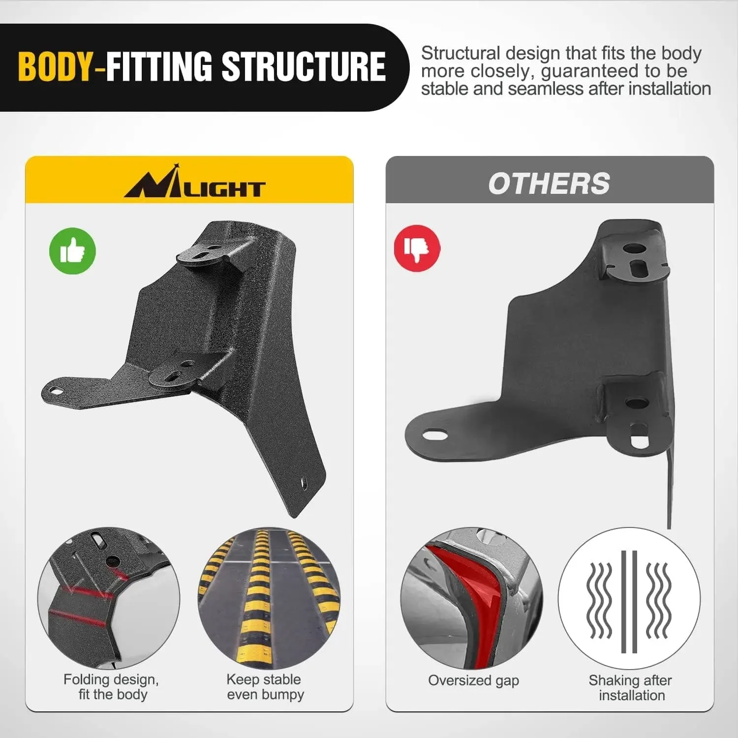 Dual A-Pillar Windshield Hinge Mounts For 2018-2024 Jeep Wrangler JL 2020-2024 Gladiator JT