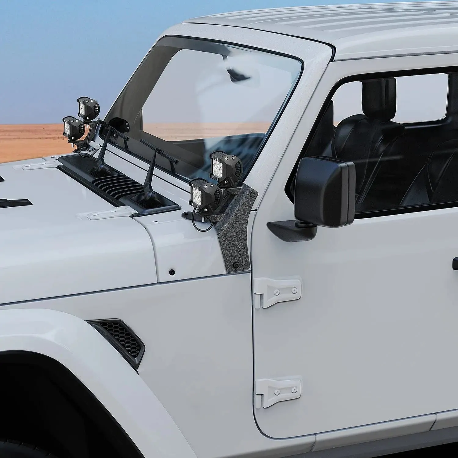 Dual A-Pillar Windshield Hinge Mounts For 2018-2024 Jeep Wrangler JL 2020-2024 Gladiator JT