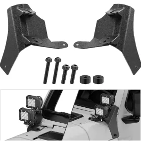 Dual A-Pillar Windshield Hinge Mounts For 2018-2024 Jeep Wrangler JL 2020-2024 Gladiator JT