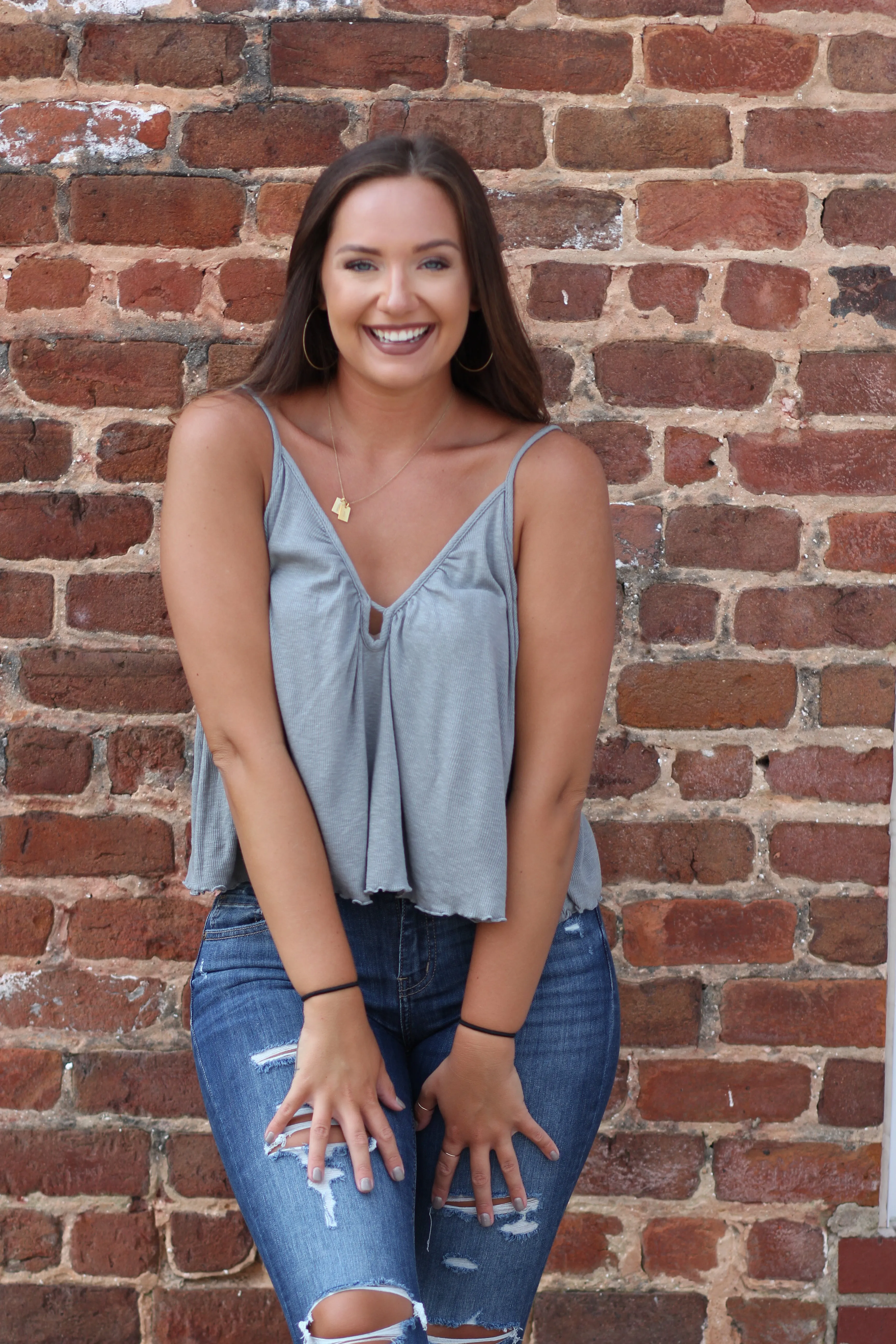 Dusty Sage Keyhole Ribbed Knit Tank