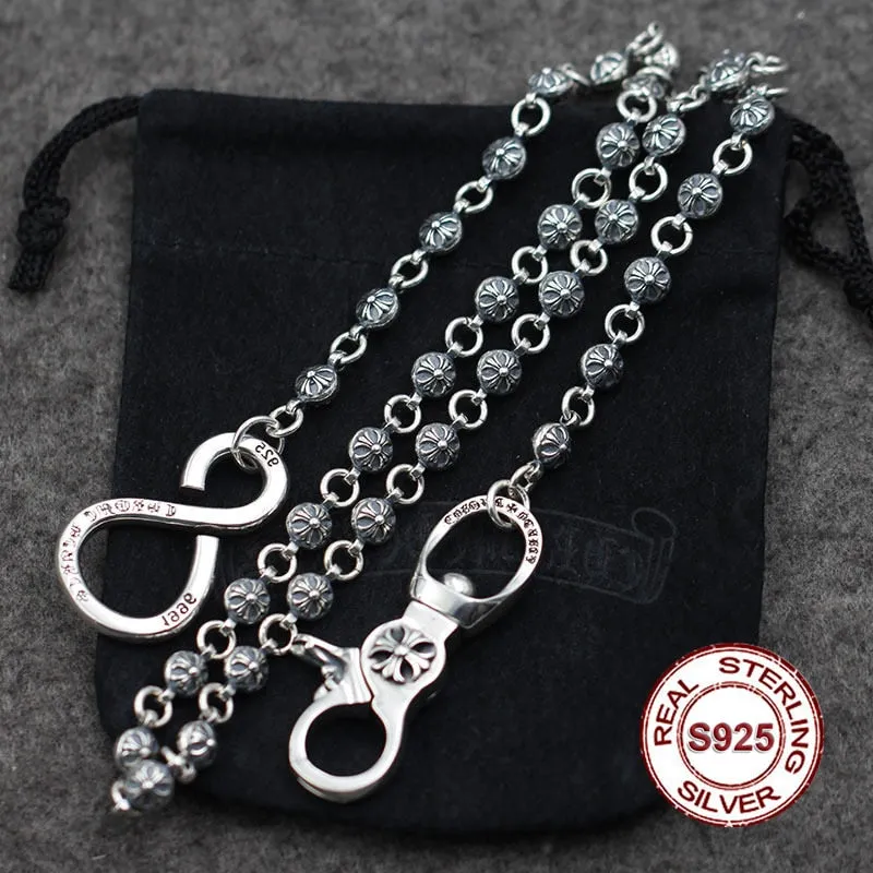 S925 Men's Sterling Silver Trousers Retro personality punk style Crucifix jewelry coarse chain Girls package chain Send lover's