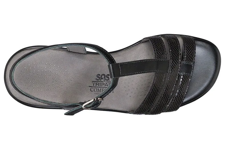 SAS Capri T-Strap Sandal - Black Snake