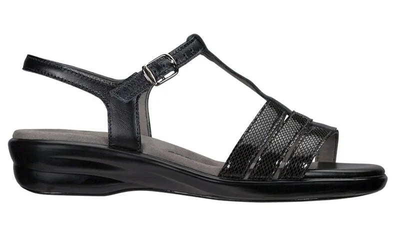 SAS Capri T-Strap Sandal - Black Snake