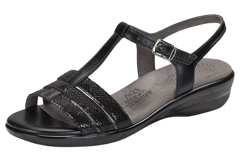 SAS Capri T-Strap Sandal - Black Snake