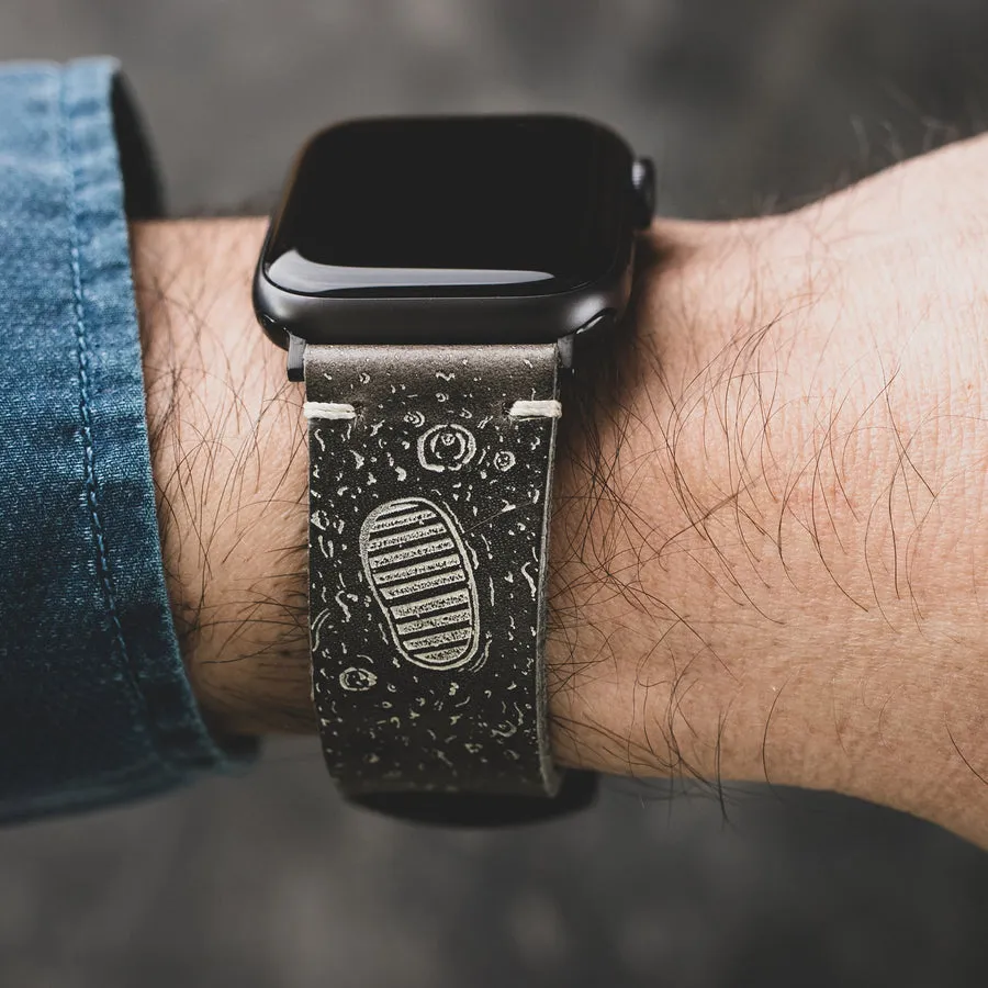 Silver Moon - Apple Watch Leather Band - Antique Gray