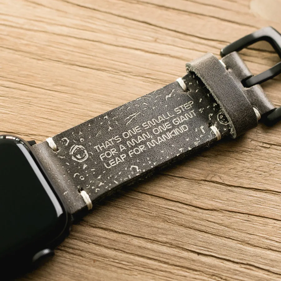 Silver Moon - Apple Watch Leather Band - Antique Gray