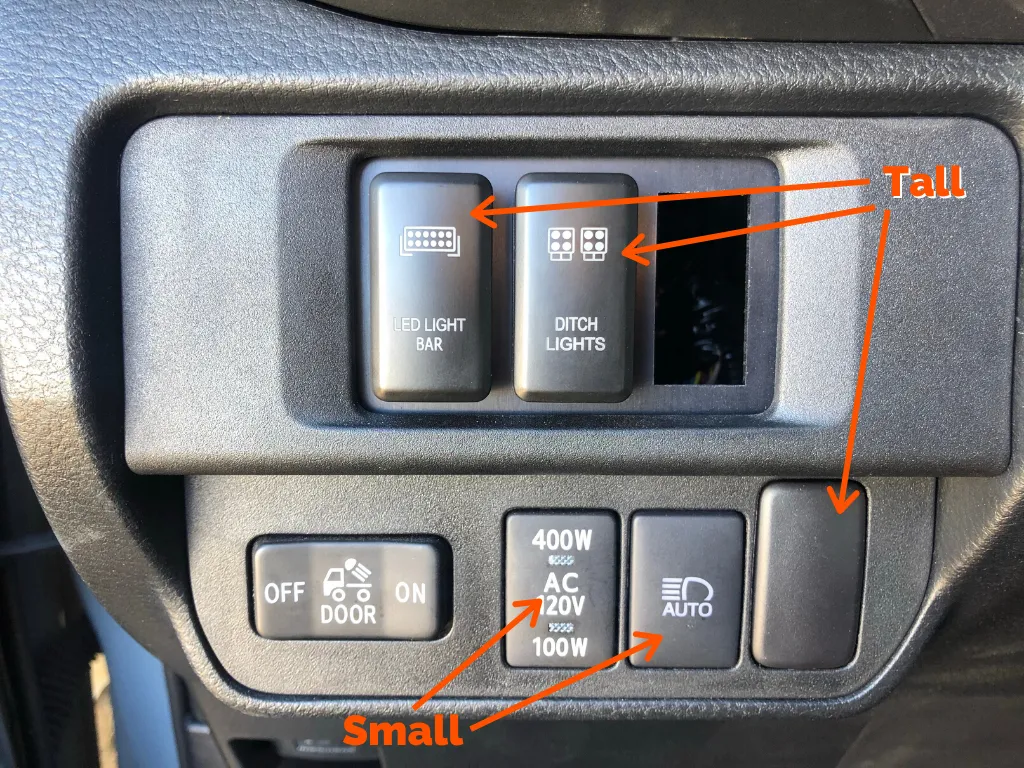 Small Style Toyota OEM Style "DITCH LIGHTS" Switch BY CALI RAISED LED