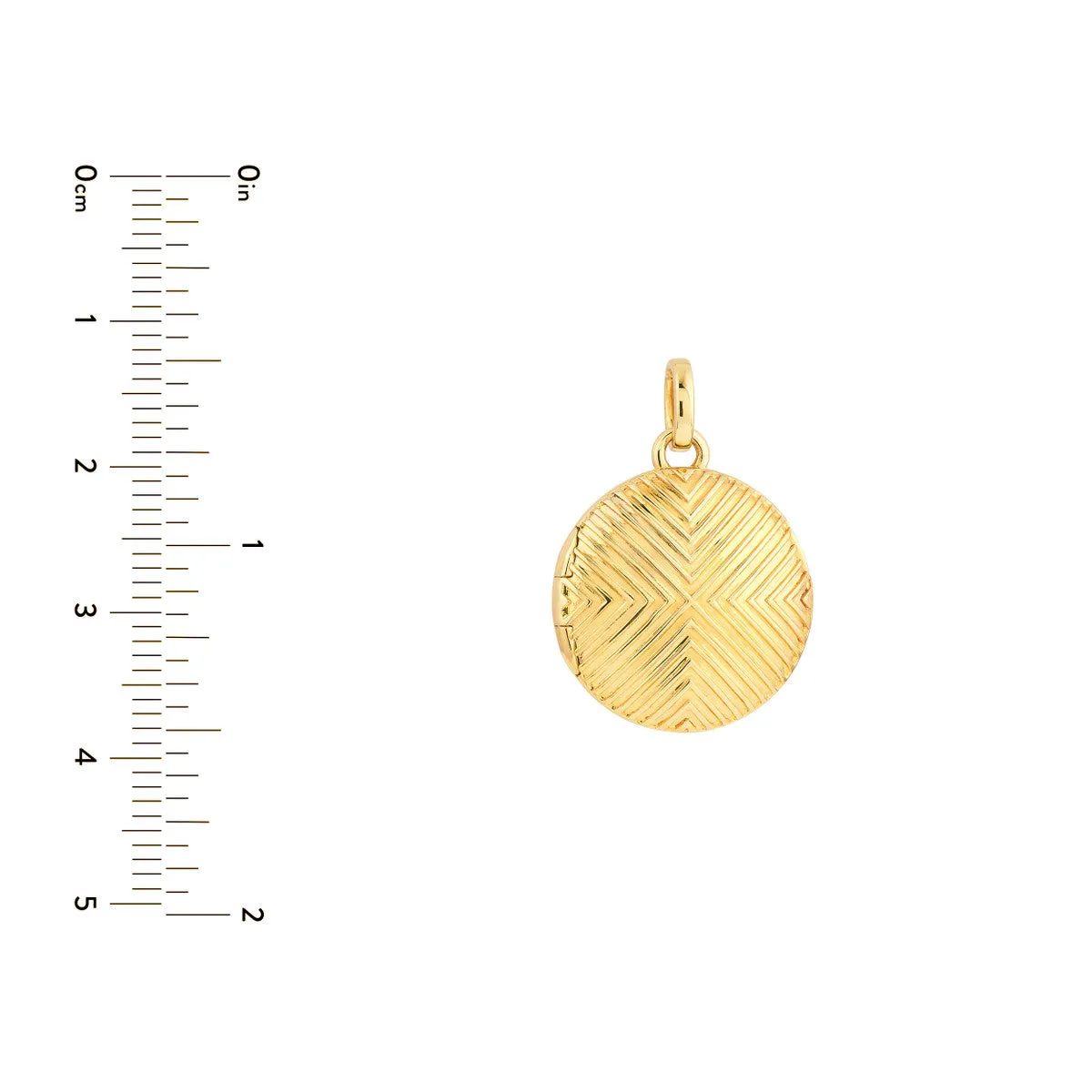 Textured Circle Locket Pendant - 14K Yellow Gold - by Dazyle