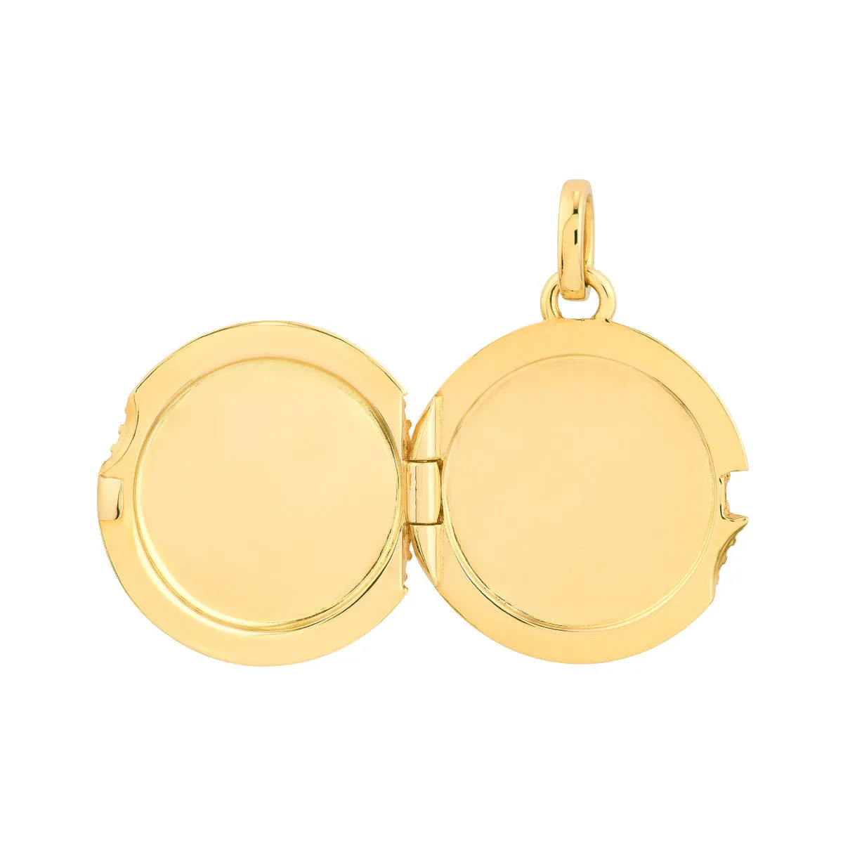 Textured Circle Locket Pendant - 14K Yellow Gold - by Dazyle