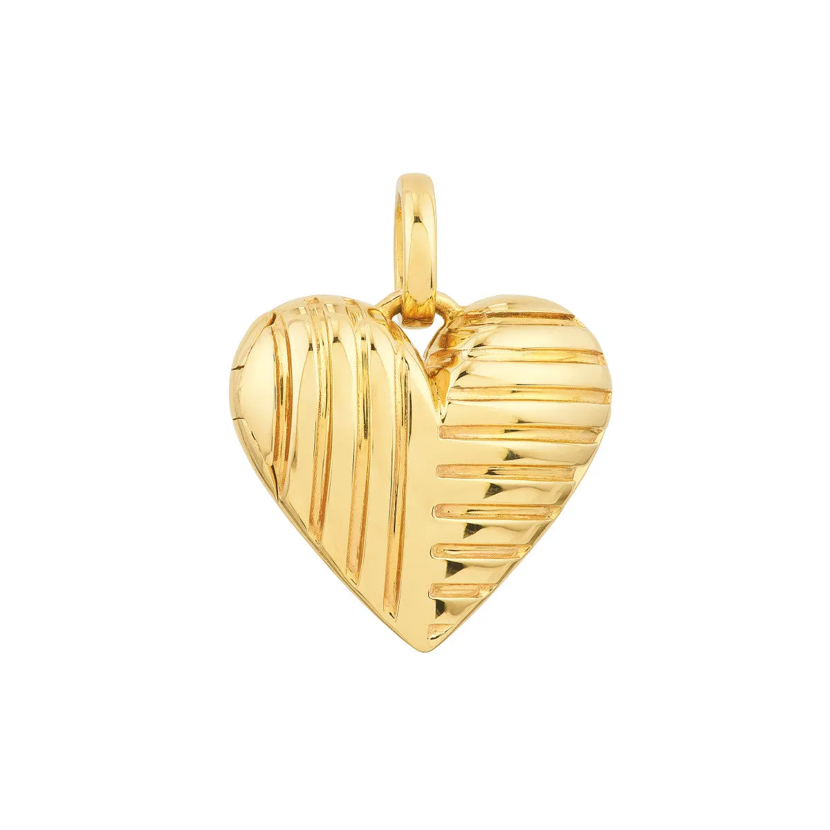 Textured Heart Locket Pendant - 14K Yellow Gold - by Dazyle