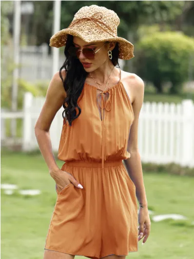 Tie Neck Summer Romper