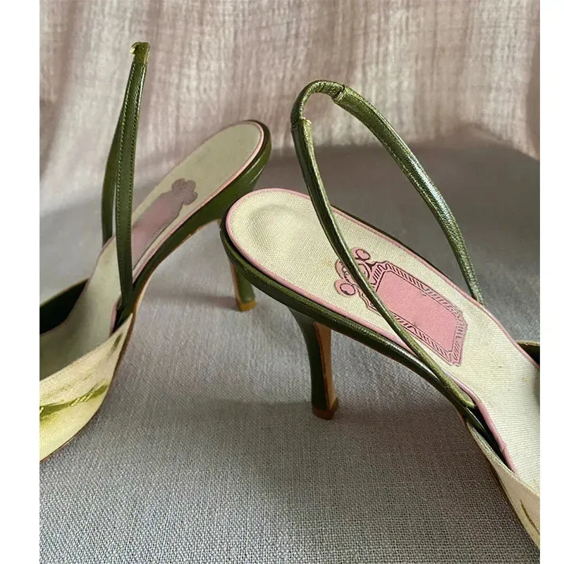 Uniwim High Heels Shallow Women Sandals Pointed Toe Flower Summer 2023 Fashion Gladiator Women Pumps Shoes Dress Party Zapatillas Mujer