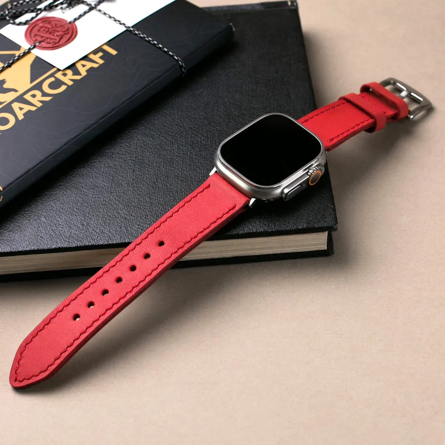 VegTan Leather Apple Watch Strap - Carmine