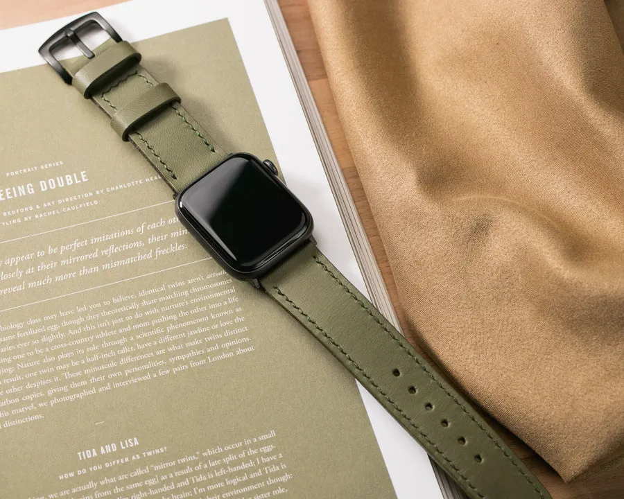 VegTan Leather Apple Watch Strap - Olive